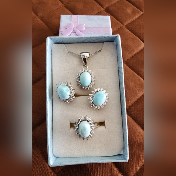 Sterling larimar jewelry set
